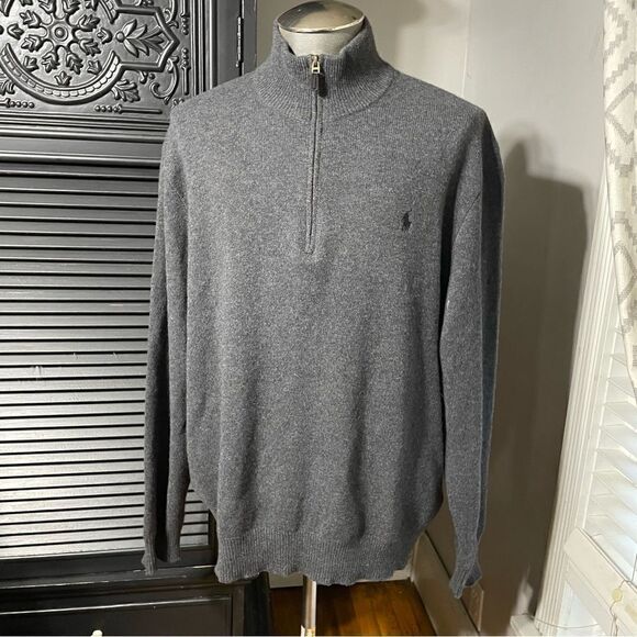 Polo Ralph Lauren‎ Polo Pony Wool Cashmere Italian Yarn Quarter-Zip Sweater XXL - Picture 1 of 7